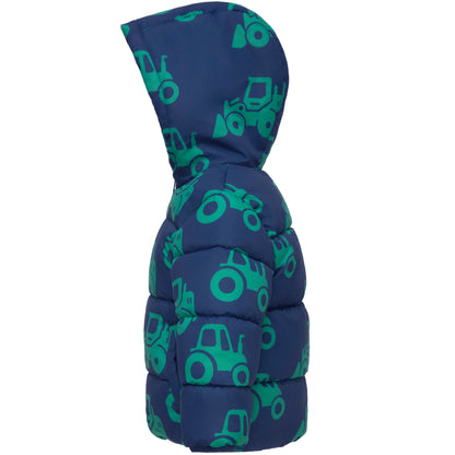 Boys Toddler Puffer Jacket Fleece Lined Hooded Winter Coat - Green Car