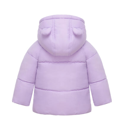Rokka&Rolla Baby Girls Puffer Jacket Fleece Lined Bear Ears Puffer Jacket - Lilac