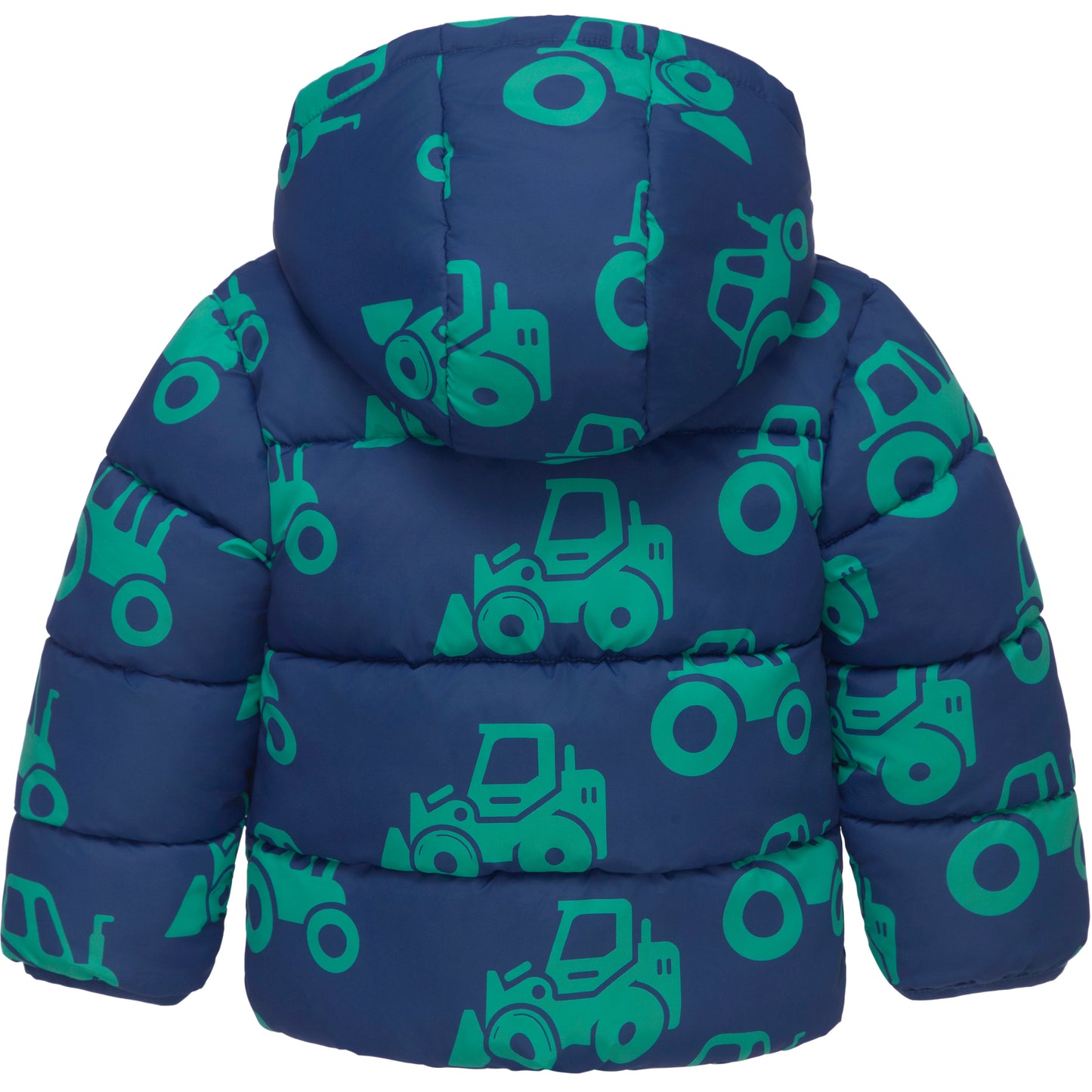 Boys Toddler Puffer Jacket Fleece Lined Hooded Winter Coat - Green Car