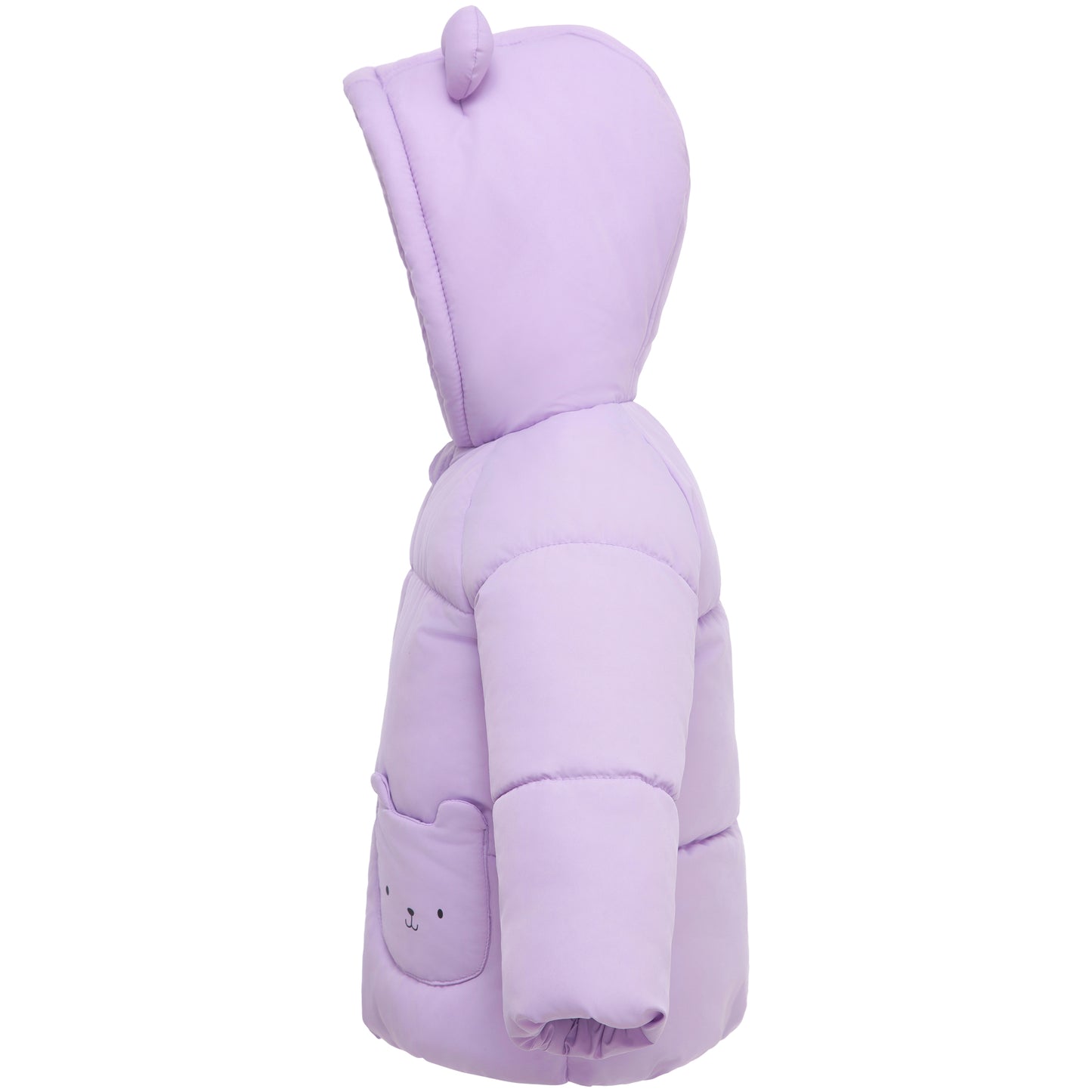 Rokka&Rolla Baby Girls Puffer Jacket Fleece Lined Bear Ears Puffer Jacket - Lilac