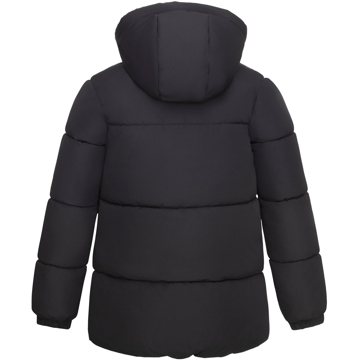 Rokka&Rolla Girls' Long Puffer Jacket with Soft Mini Fur Lined Hood - Black