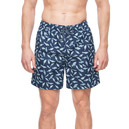 Rokka&Rolla Men's Swim Trunks with Compression Liner 7" Bathing Suit Quick Dry Board Shorts - Ocean Print - Rokka&Rolla