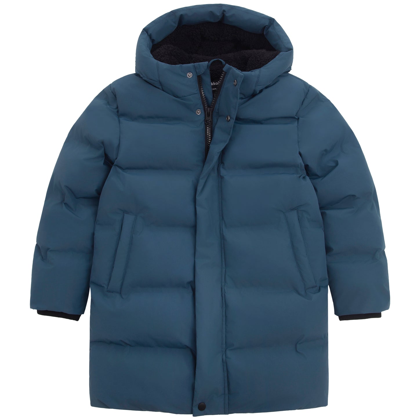 Rokka&Rolla Boys Long Seamless Puffer Jacket Fleece Lining Winter Coat - Grey