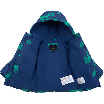 Boys Toddler Puffer Jacket Fleece Lined Hooded Winter Coat - Green Car