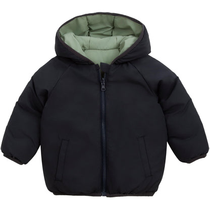 Toddler Boys' Reversible Lightweight Hooded Puffer Jacket - Green/Black