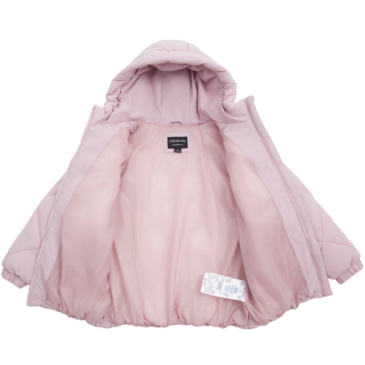 Girls Diamond Quilted Hooded Puffer Jacket - Pink