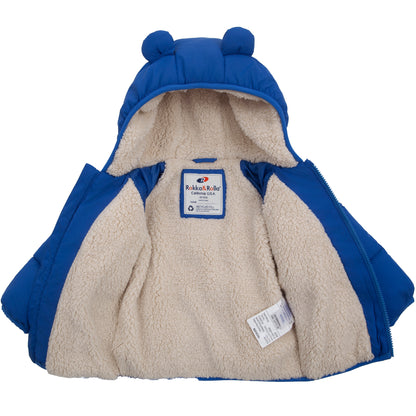 Baby Boys' Water-Resistant Sherpa Fleece Lined Puffer Jacket Winter Coat for Newborn Infants Toddler