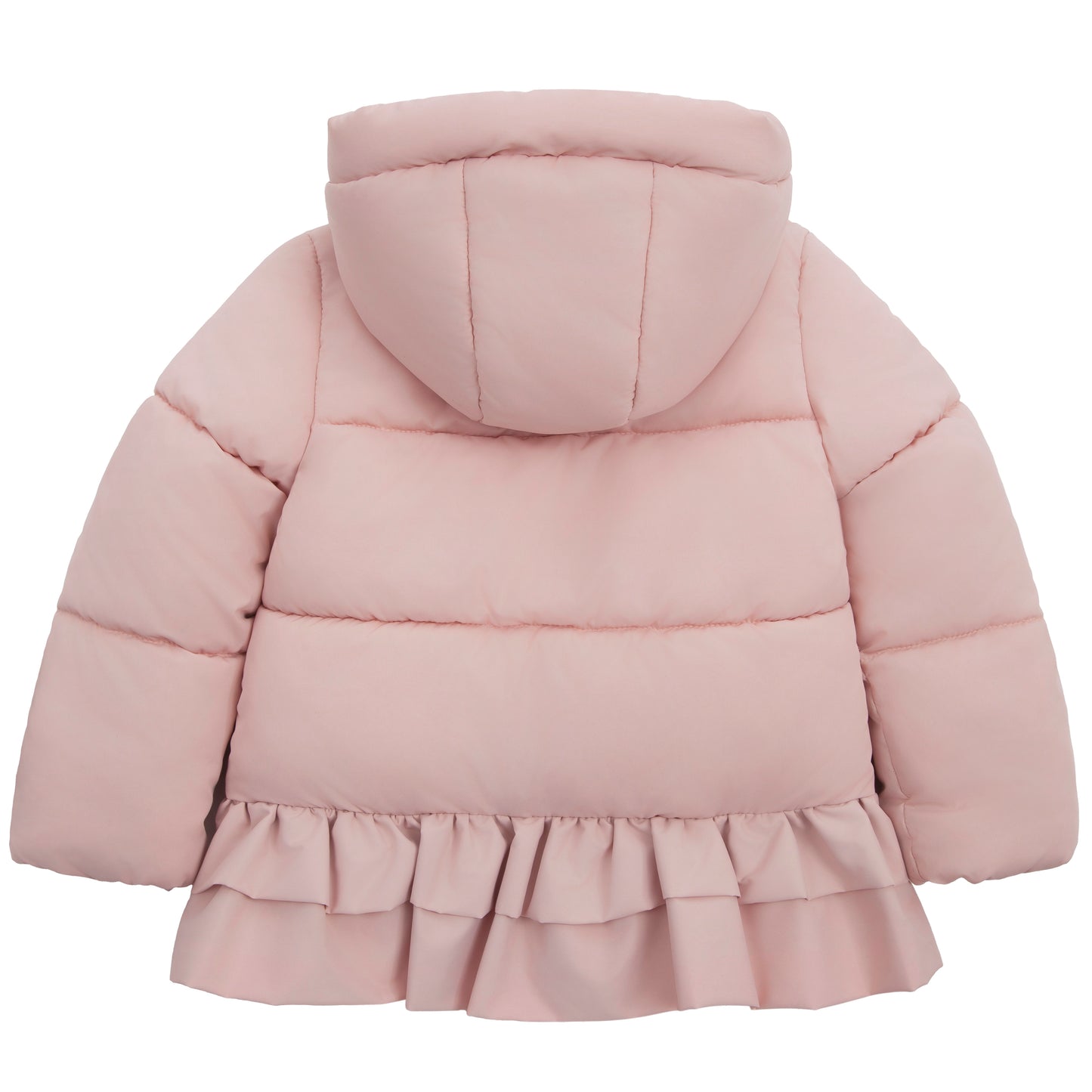 Toddler Girls Ruffle Hem Hooded Fleece Lined Puffer Jacket - Pink