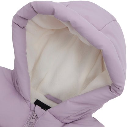 Toddler Girls Ruffle Hem Hooded Fleece Lined Puffer Jacket - Purple