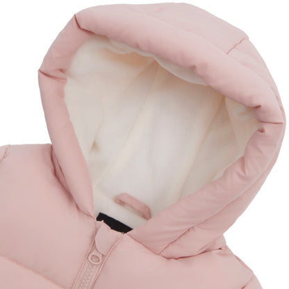 Toddler Girls Ruffle Hem Hooded Fleece Lined Puffer Jacket - Pink
