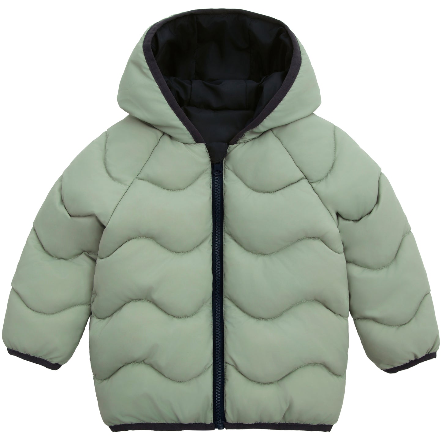 Toddler Boys' Reversible Lightweight Hooded Puffer Jacket - Green/Black