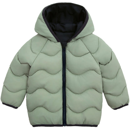 Toddler Boys' Reversible Lightweight Hooded Puffer Jacket - Green/Black