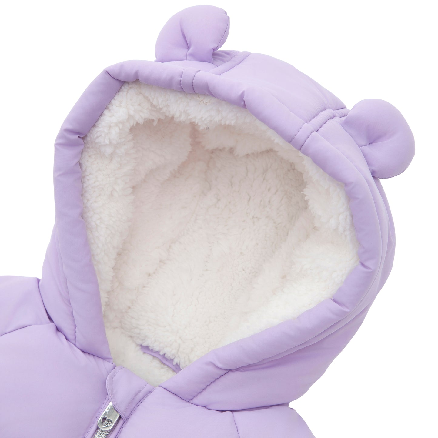 Rokka&Rolla Baby Girls Puffer Jacket Fleece Lined Bear Ears Puffer Jacket - Lilac