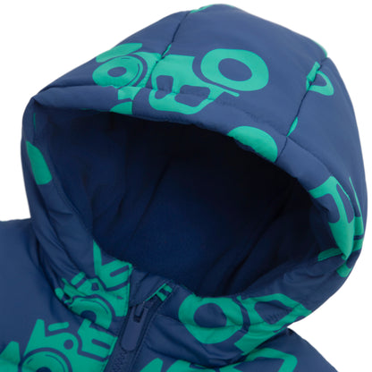 Boys Toddler Puffer Jacket Fleece Lined Hooded Winter Coat - Green Car
