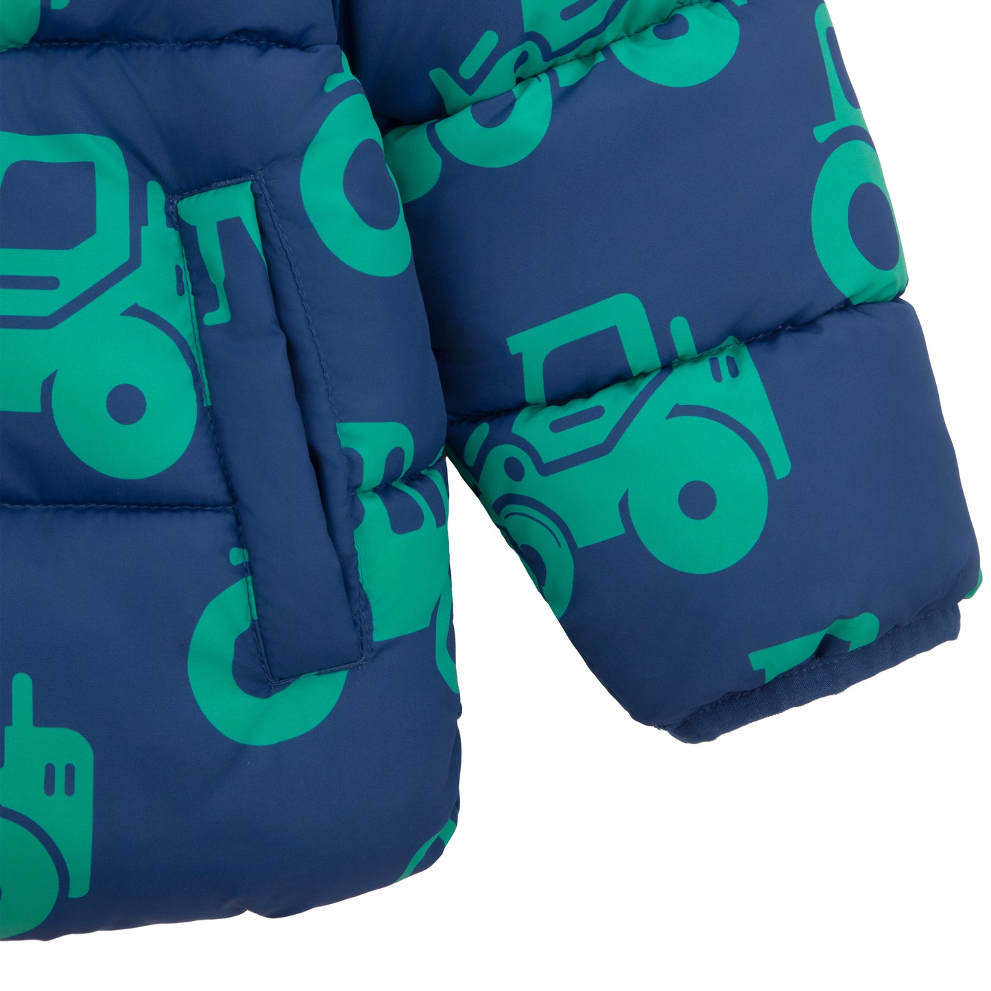 Boys Toddler Puffer Jacket Fleece Lined Hooded Winter Coat - Green Car