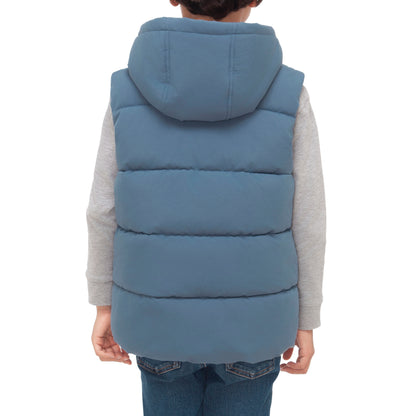 Boys Hooded Puffer Vest Lightweight Warm All Season Bodywarmer - Slate Blue