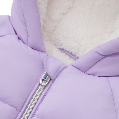 Rokka&Rolla Baby Girls Puffer Jacket Fleece Lined Bear Ears Puffer Jacket - Lilac