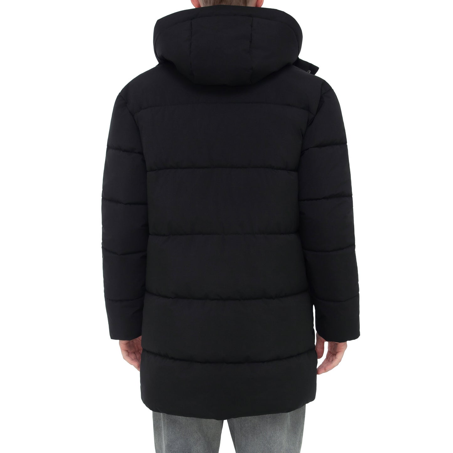 Men's Puffer Jacket Water-Resistant Fleece-Lined Winter Coat - Black