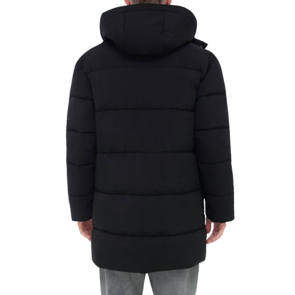 Men's Puffer Jacket Water-Resistant Fleece-Lined Winter Coat - Black