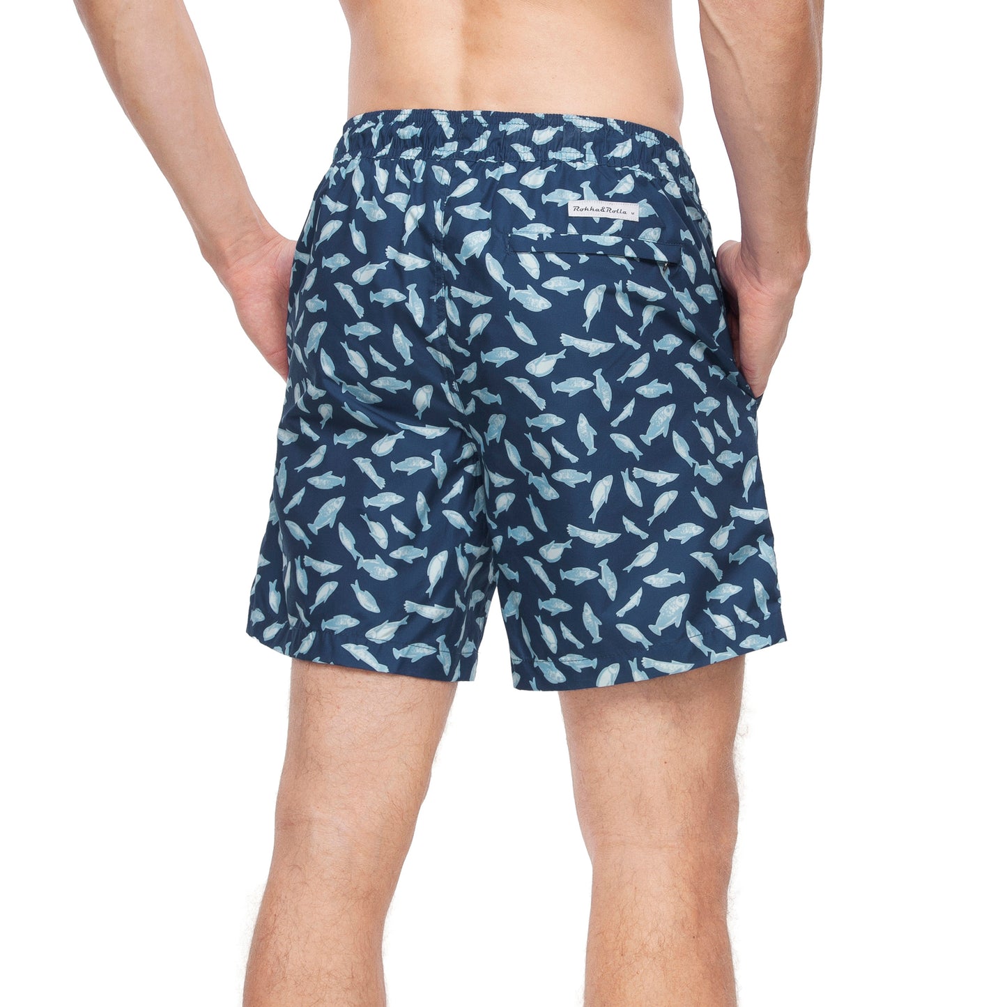 Rokka&Rolla Men's Swim Trunks with Compression Liner 7" Bathing Suit Quick Dry Board Shorts - Ocean Print - Rokka&Rolla