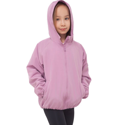 Girls Fleece Lining Jacket with Bubble Hem Snap Pockets Coat - Pink