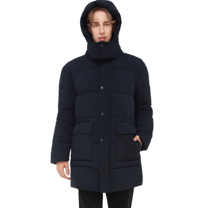 Men's Puffer Jacket Water-Resistant Fleece-Lined Winter Coat - Navy
