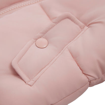 Toddler Girls Ruffle Hem Hooded Fleece Lined Puffer Jacket - Pink