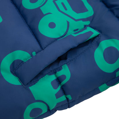 Boys Toddler Puffer Jacket Fleece Lined Hooded Winter Coat - Green Car