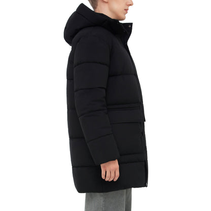 Men's Puffer Jacket Water-Resistant Fleece-Lined Winter Coat - Black