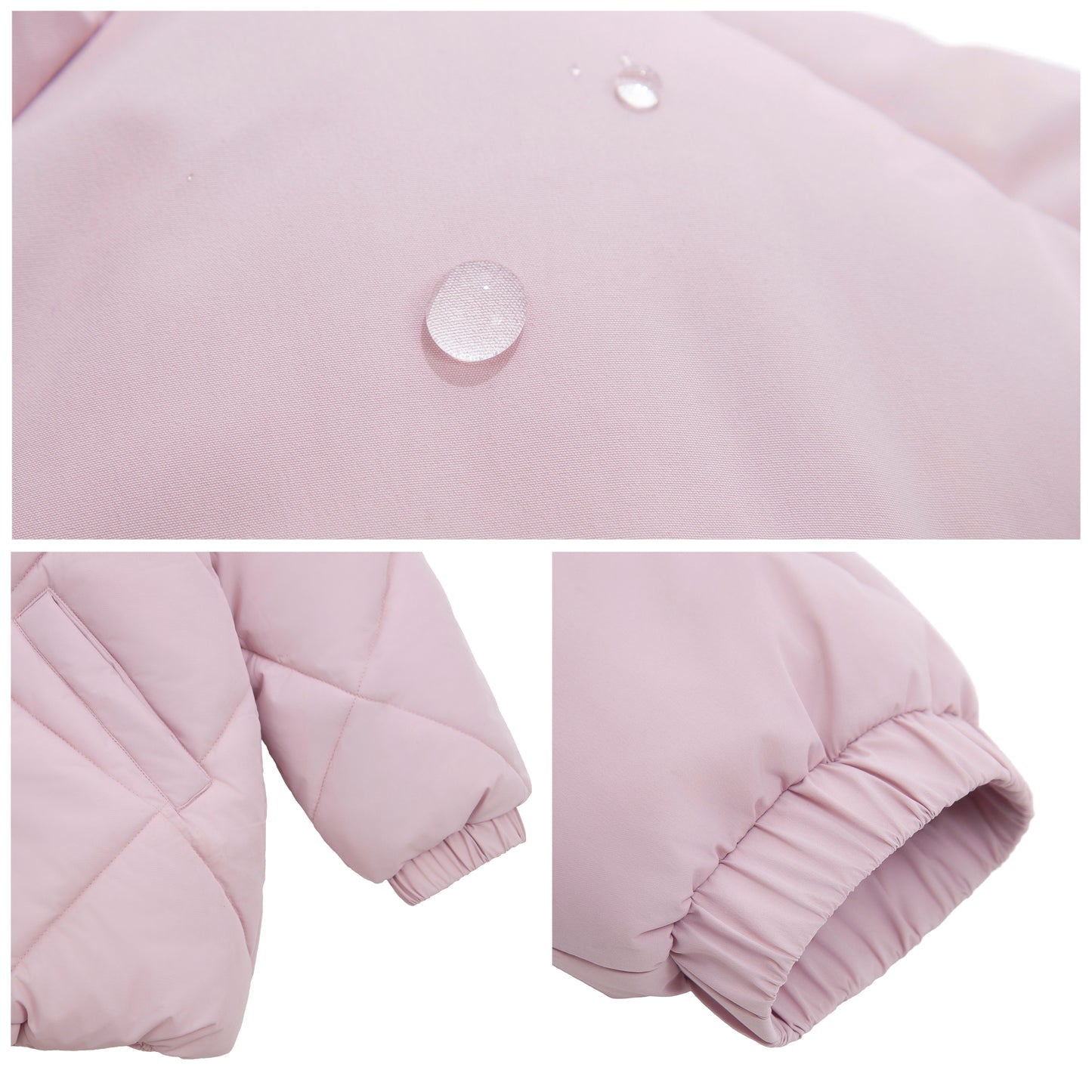 Girls Diamond Quilted Hooded Puffer Jacket - Pink