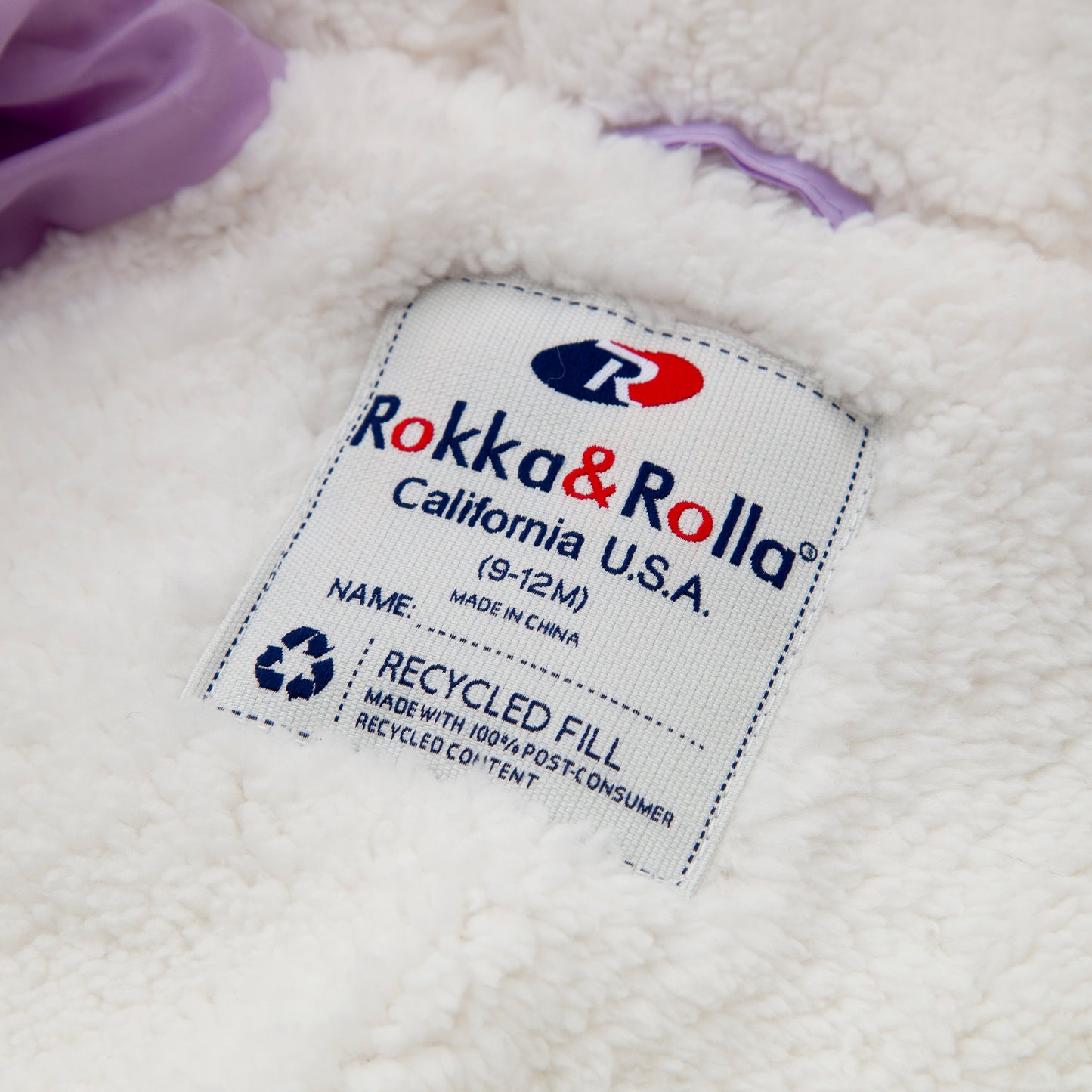 Rokka&Rolla Baby Girls Puffer Jacket Fleece Lined Bear Ears Puffer Jacket - Lilac