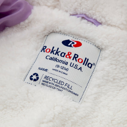 Rokka&Rolla Baby Girls Puffer Jacket Fleece Lined Bear Ears Puffer Jacket - Lilac