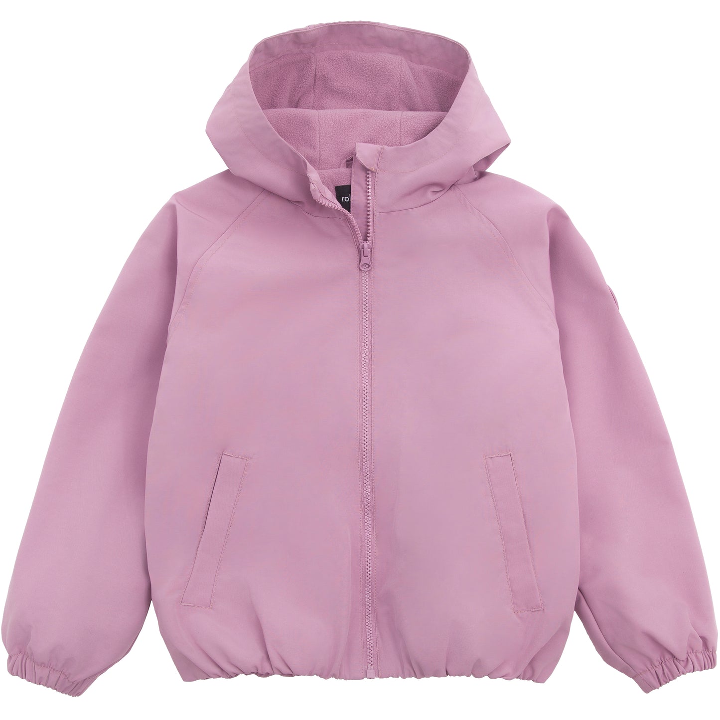 Girls Fleece Lining Jacket with Bubble Hem Snap Pockets Coat - Pink