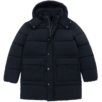 Men's Puffer Jacket Water-Resistant Fleece-Lined Winter Coat - Navy