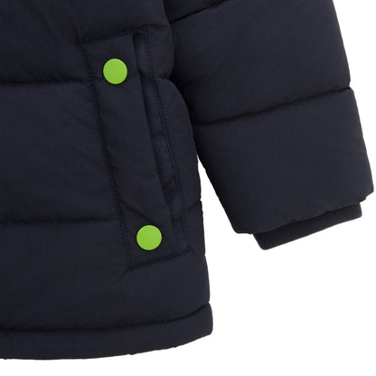 Boys Toddler Borg Fleece Lined Hooded Puffer Jacket Coat 2T-5T - Navy