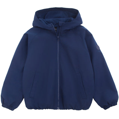 Girls Fleece Lining Jacket with Bubble Hem Snap Pockets Coat - Navy