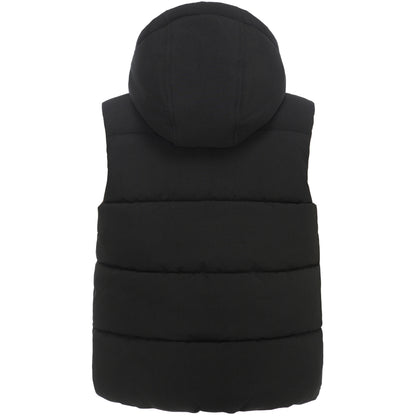 Boys Hooded Puffer Vest Lightweight Warm All Season Bodywarmer - Black