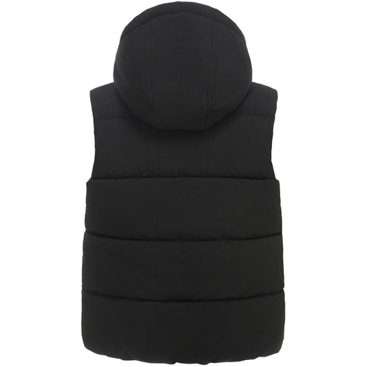 Boys Hooded Puffer Vest Lightweight Warm All Season Bodywarmer - Black