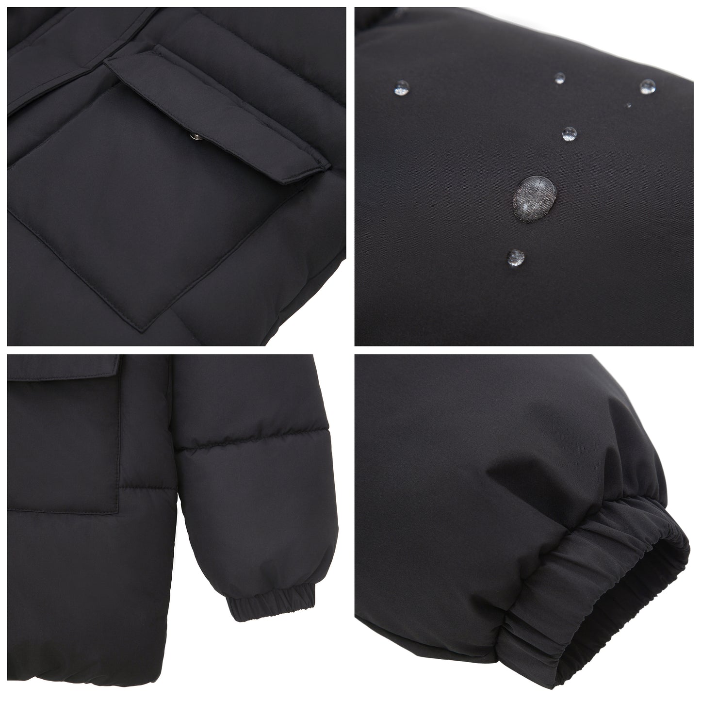 Rokka&Rolla Girls' Long Puffer Jacket with Soft Mini Fur Lined Hood - Black