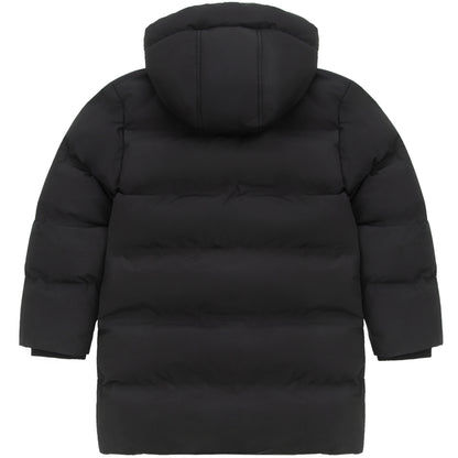 Rokka&Rolla Boys Long Seamless Puffer Jacket Fleece Lining Winter Coat - Black