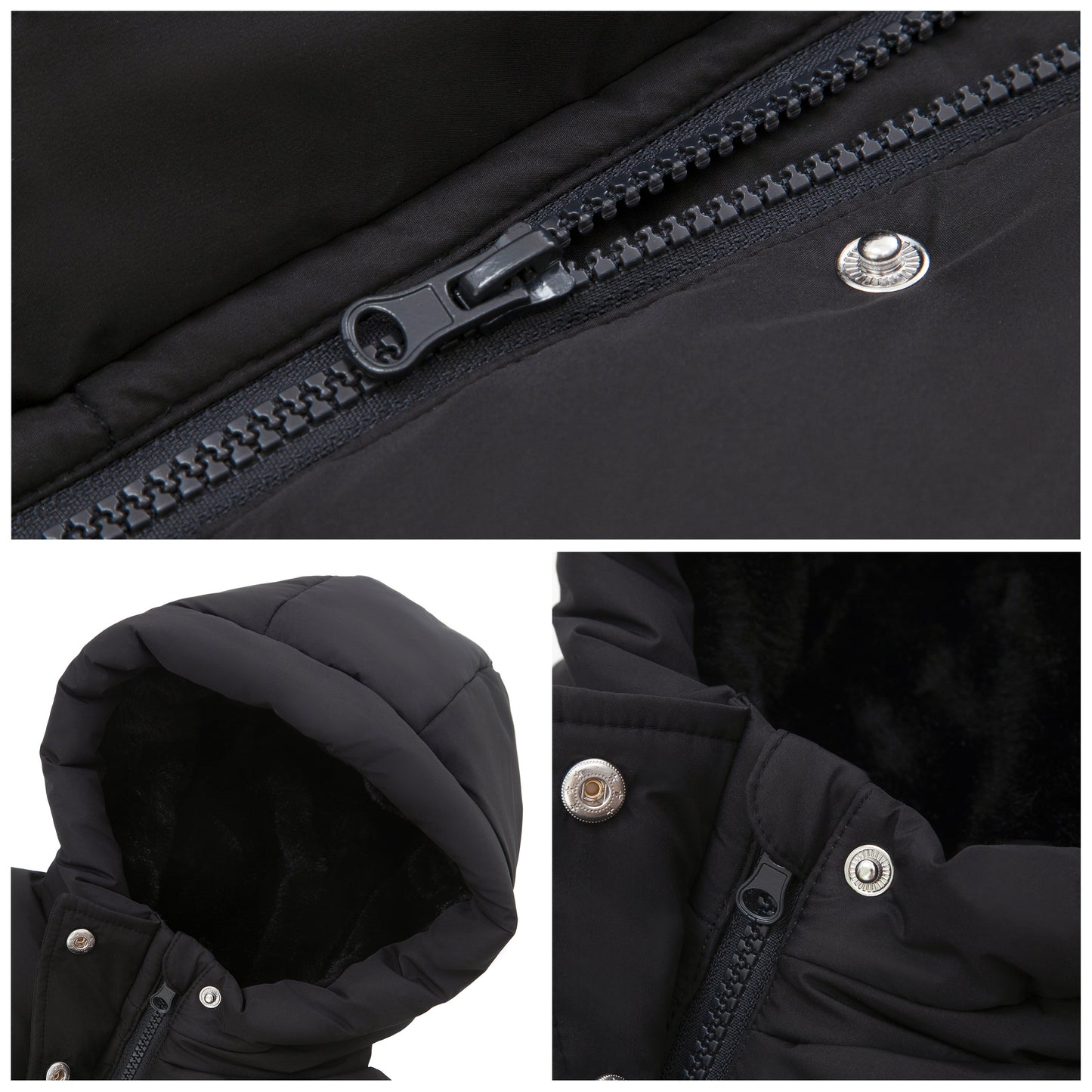 Rokka&Rolla Girls' Long Puffer Jacket with Soft Mini Fur Lined Hood - Black