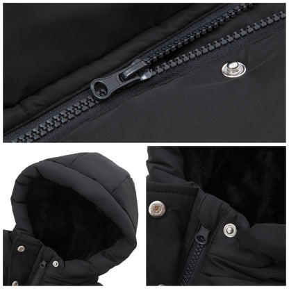 Rokka&Rolla Girls' Long Puffer Jacket with Soft Mini Fur Lined Hood - Black
