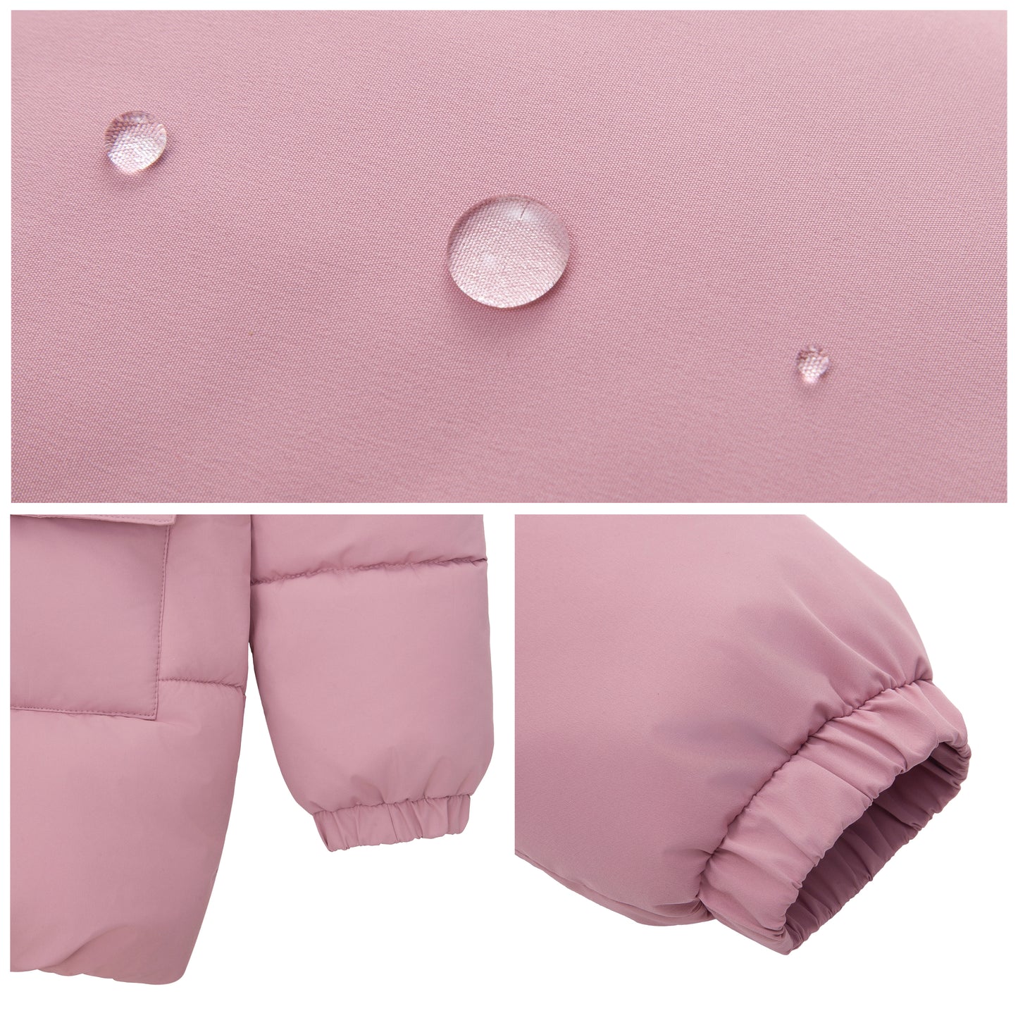 Rokka&Rolla Girls' Long Puffer Jacket with Soft Mini Fur Lined Hood - Pink