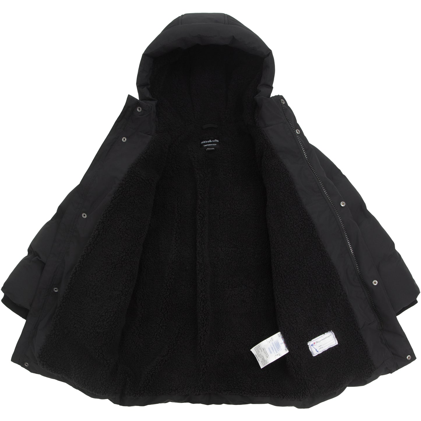 Rokka&Rolla Boys Long Seamless Puffer Jacket Fleece Lining Winter Coat - Black