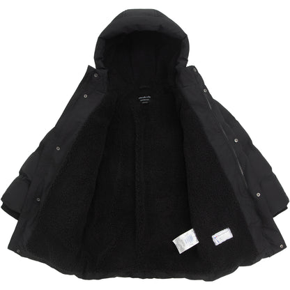Rokka&Rolla Boys Long Seamless Puffer Jacket Fleece Lining Winter Coat - Black
