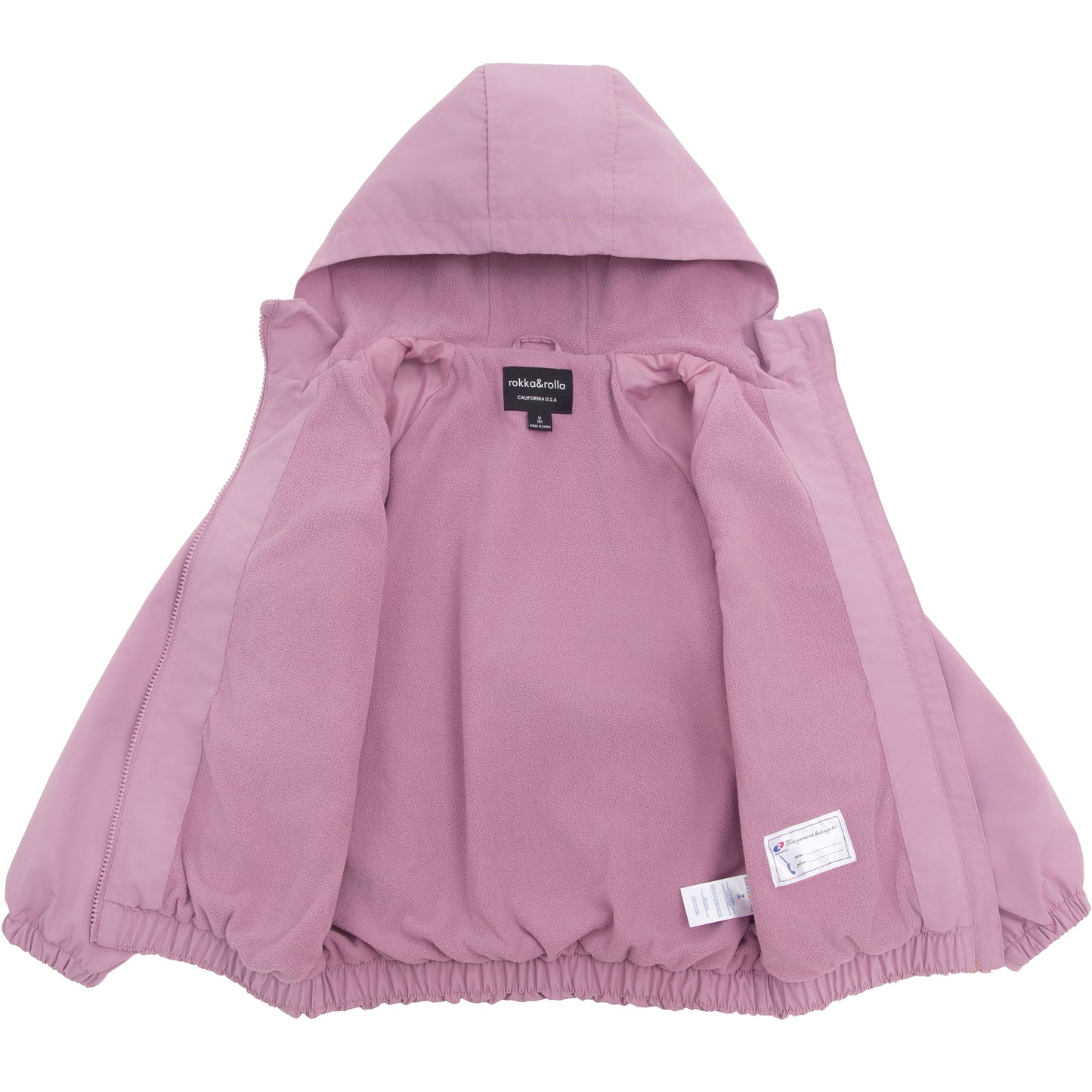 Girls Fleece Lining Jacket with Bubble Hem Snap Pockets Coat - Pink