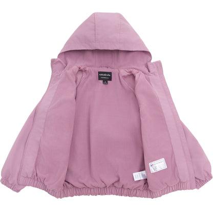 Girls Fleece Lining Jacket with Bubble Hem Snap Pockets Coat - Pink