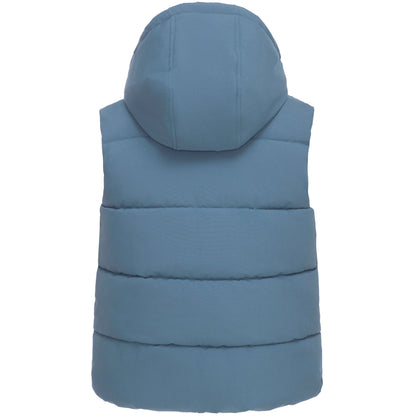 Boys Hooded Puffer Vest Lightweight Warm All Season Bodywarmer - Slate Blue