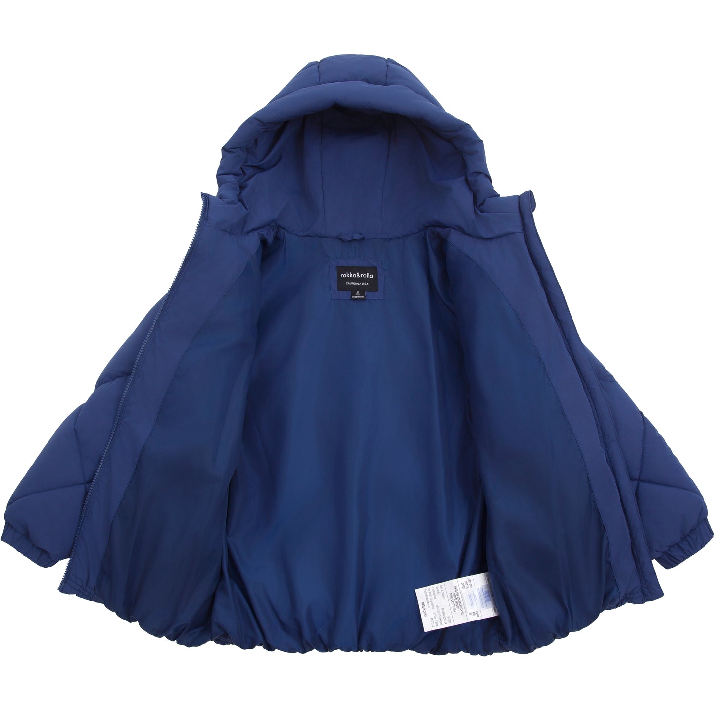 Girls Diamond Quilted Hooded Puffer Jacket - Navy