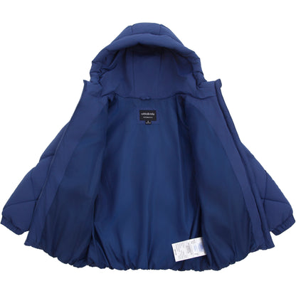 Girls Diamond Quilted Hooded Puffer Jacket - Navy
